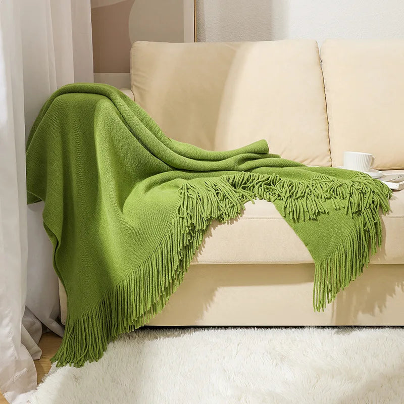 بطانية أريكة منسوجة Nordic DecorBites™ - فوطة نهاية سرير ناعمة من مزيج الصوف لديكور غرف نوم الفنادق