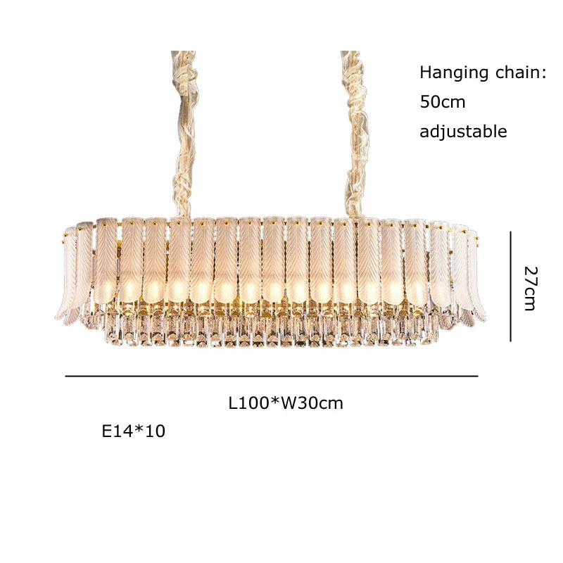 DecorBites™ Golden Crystal Chandelier: Postmodern Luxury Round Chandelier for Living Room
