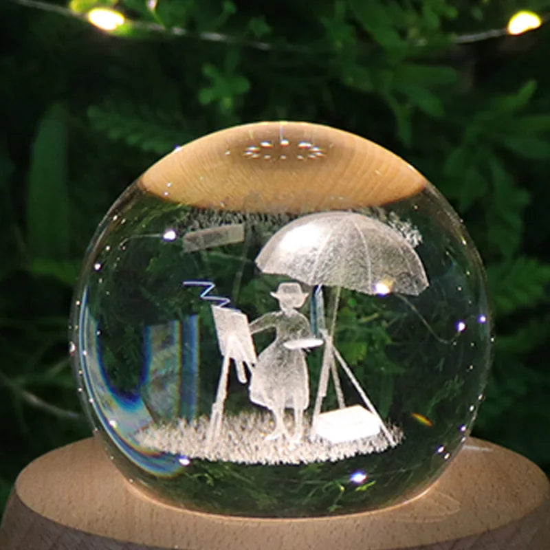 DecorBites™ Crystal Ball Music Box: Rotating Light Projection, Birthday & Valentine's Day Gift