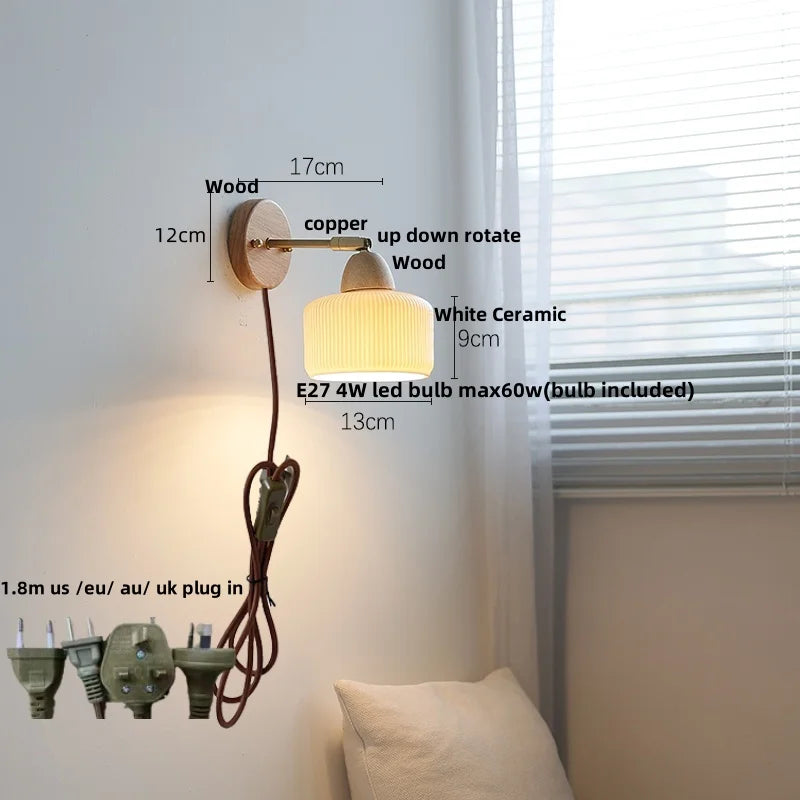 DecorBites™ Ceramic Wood Up Down Rotate LED Wall Sconce Light Fixtures