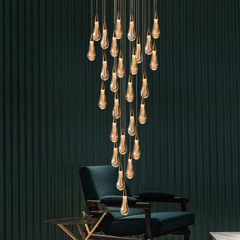 ثريا كريستال ذهبية من DecorBites™‎ للإضاءة العصرية لغرف المعيشة والطعام والسلالم