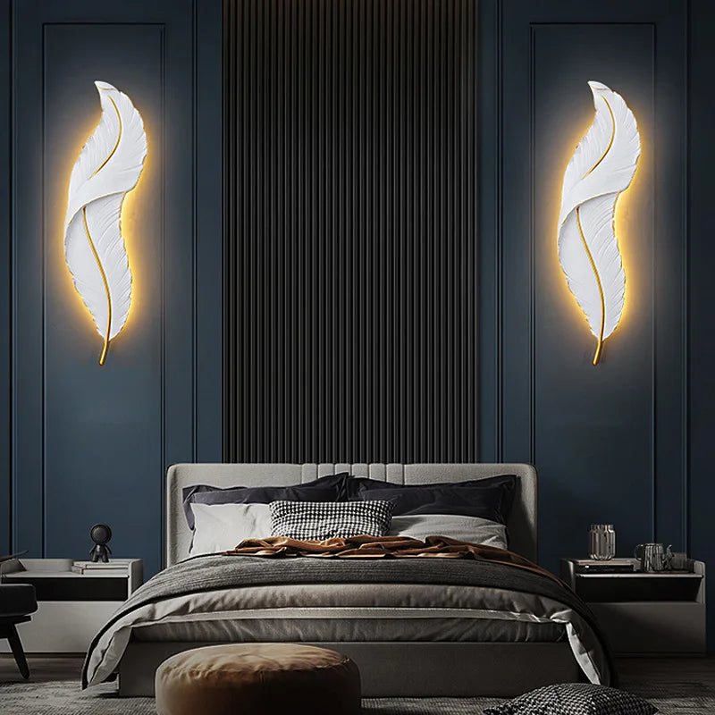أباليك حائط ريش LED من DecorBites™ لديكور غرف المعيشة والنوم والفنادق والممرات