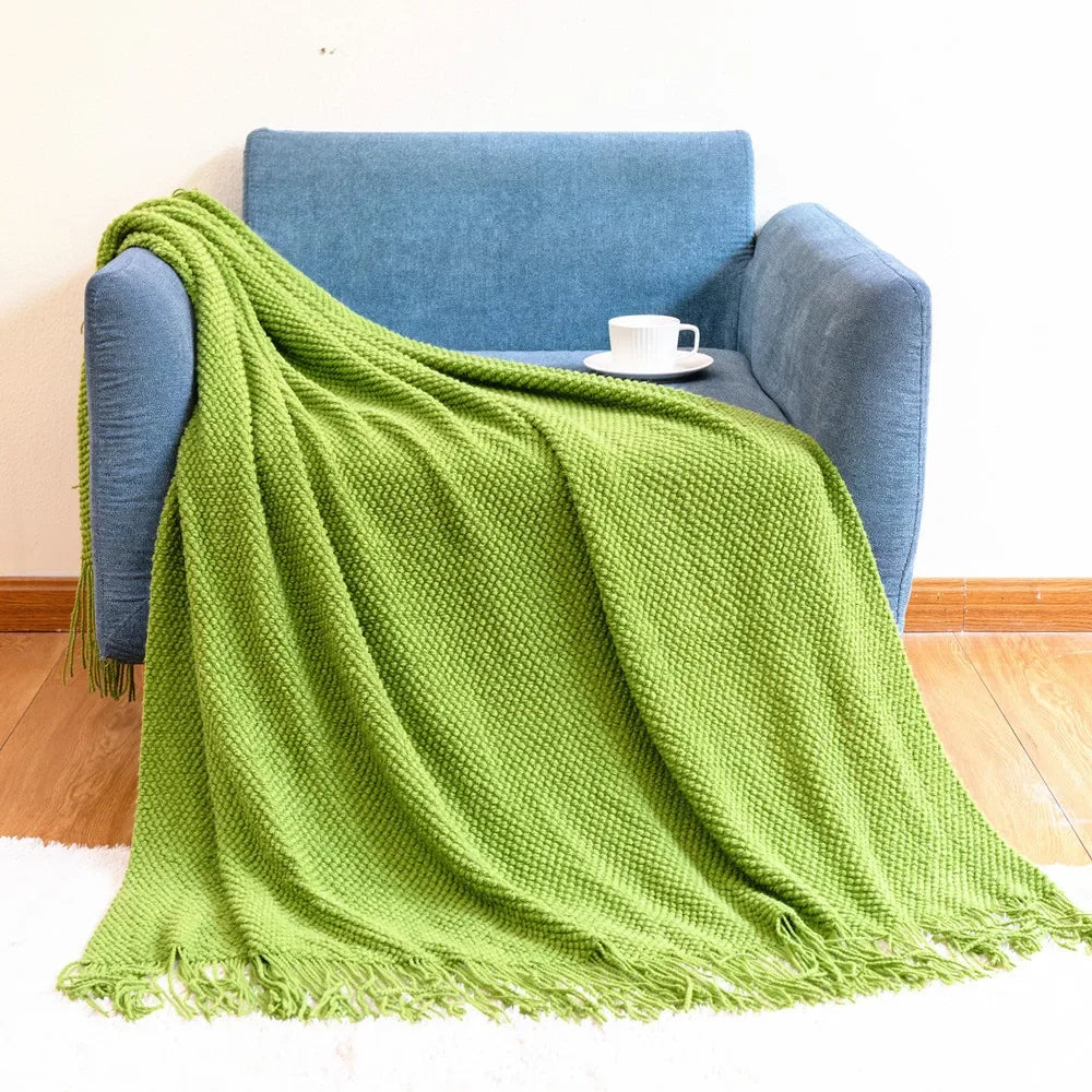 بطانية رمي محبوكة بنمط شبكي على شكل أناناس من DecorBites™ - بطانية أريكة بتصميم نورديك لديكور المنزل