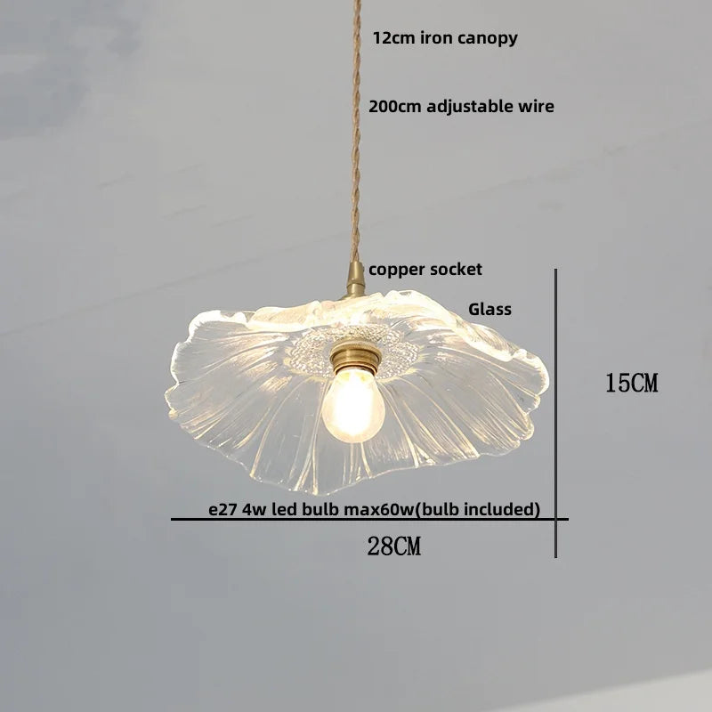 DecorBites™ Amber Flower Glass LED Pendant Lights for Home Decor