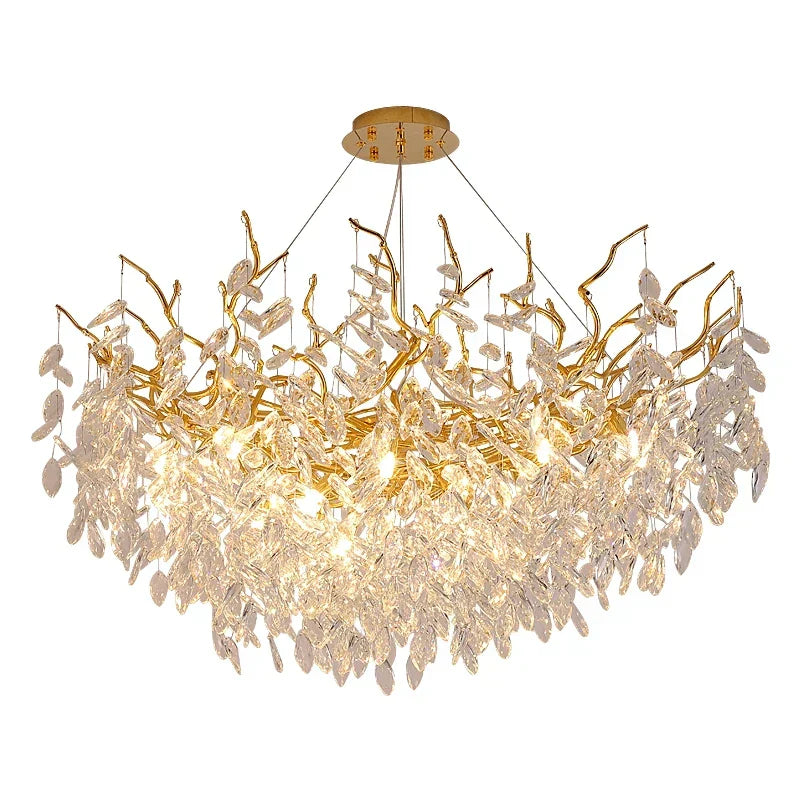 DecorBites™ ثريات كريستال ذهبية لغرفة الطعام، مصباح تعليق فرعي، إضاءة كبيرة