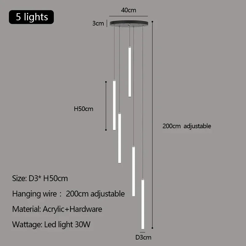 Acrylic Stair Pendant Lights for Modern Villa Decor - DecorBites™ Duplex Loft LED Chandelier