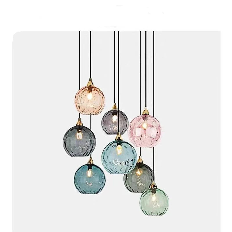 Nordic Water Grain Colored Glass Globe Pendant Light