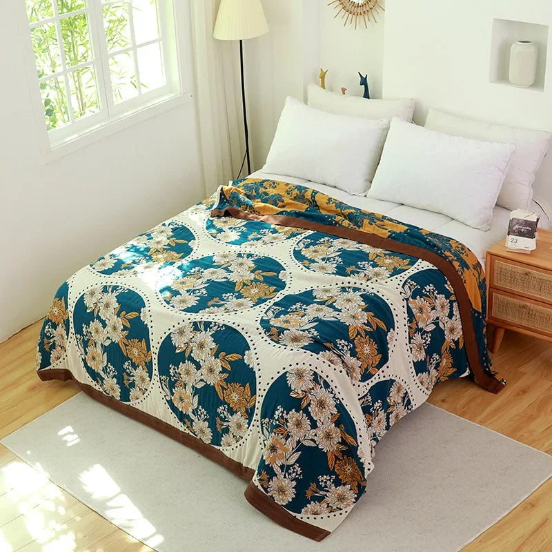 DecorBites™ 100% Cotton Nordic Throw Blanket - Soft Gauze Bedspread for Bedroom & Sofa
