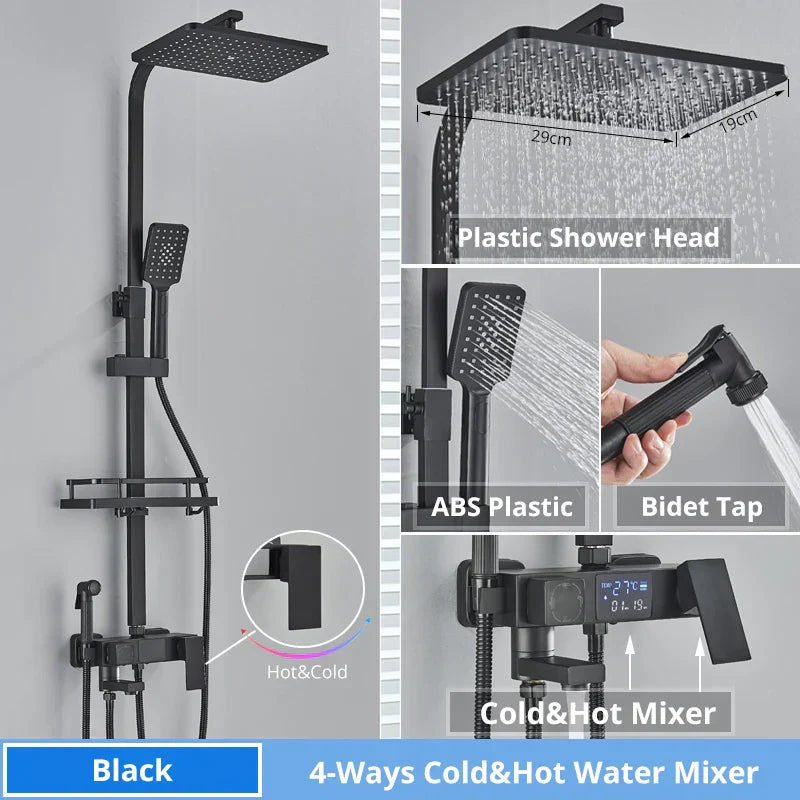 DecorBites™ Digital Display Shower Faucet Set with Rain Shower Head