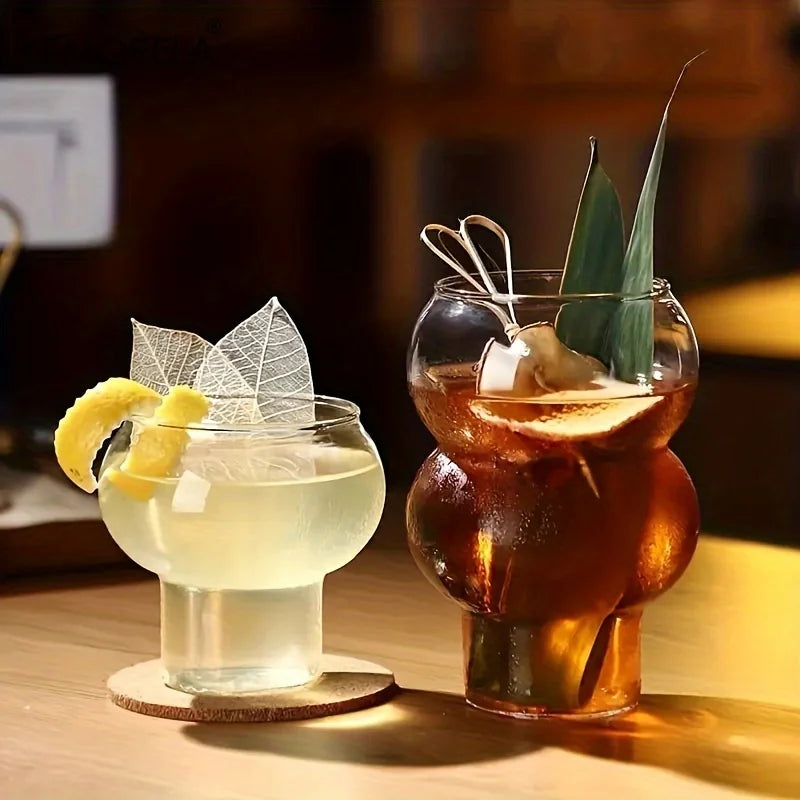 DecorBites™ 520ml Gourd Shaped Glass Cup Set - Versatile Drinkware for Coffee, Tea, and More