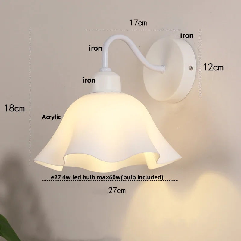 DecorBites™ Glass Iron LED Wall Sconce Pull Chain Switch Stair Light Fixture for Bedroom