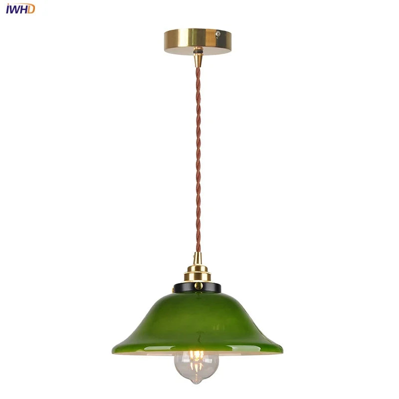 فانوس قلادة زجاجي أخضر DecorBites™ بإضاءة LED قابلة للتعديل لديكور المنزل الشمالي الحديث