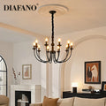 DecorBites™ Black Metal Chandelier 8 Heads Pendant Lights for Home Decor