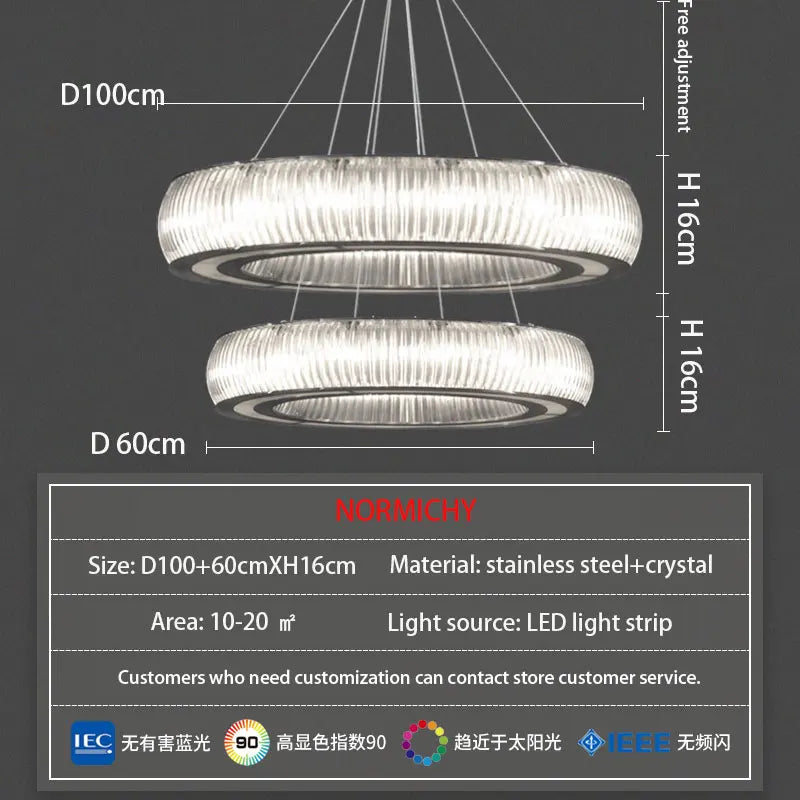 DecorBites™ Crystal LED Ceiling Pendant Chandelier for Modern Luxury Living Room Décor