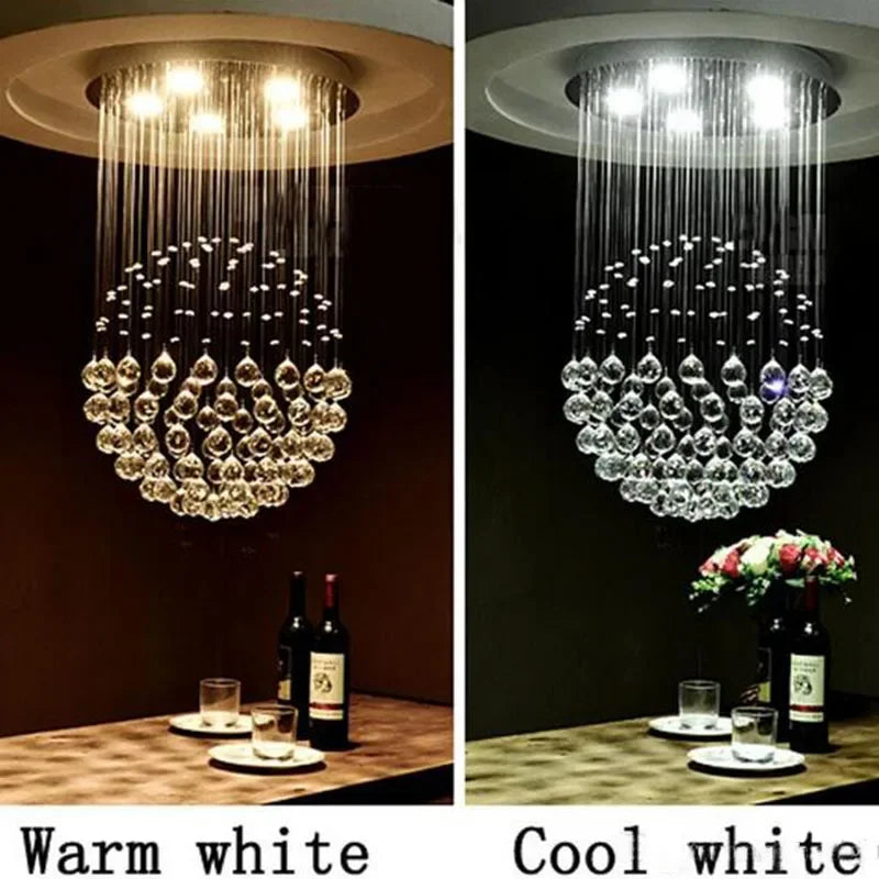 DecorBites™ ثريا سقف كرة كريستال: وحدة إضاءة LED أنيقة لديكور المنزل