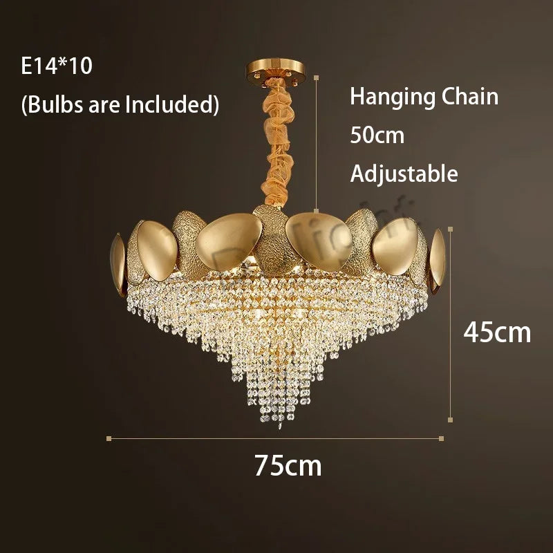 DecorBites™ Crystal Tassles LED Pendant Chandelier | Modern Luxury Living Room Ceiling Light