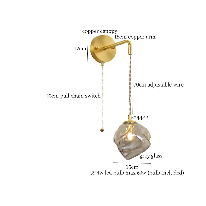DecorBites™ Grey Glass LED Wall Lamp for Home Decor and Lighting