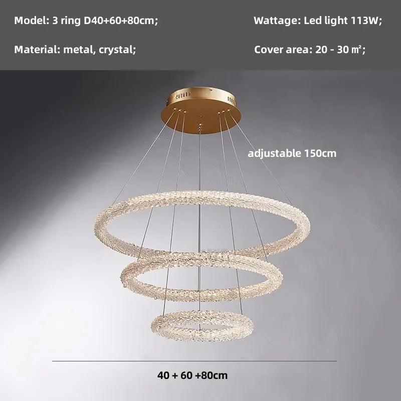 DecorBites™ Crystals Pendant Lights: Modern Dimmable Chandelier for Luxury Living Room, Dining, Bedroom