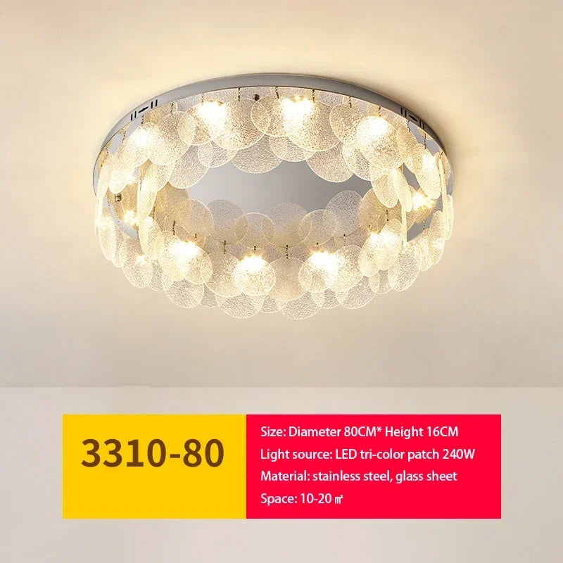 DecorBites™ ثريا زجاجية ومصباح سقف LED | فن معدني حديث | ديكور داخلي لغرفة المعيشة والمطبخ