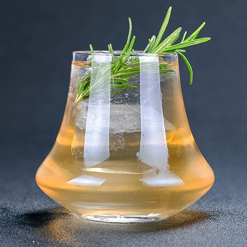 DecorBites™ Crystal Whiskey Glass Tumbler | Wind Edge Shape Spirits Cup | Thick Bottom Glass