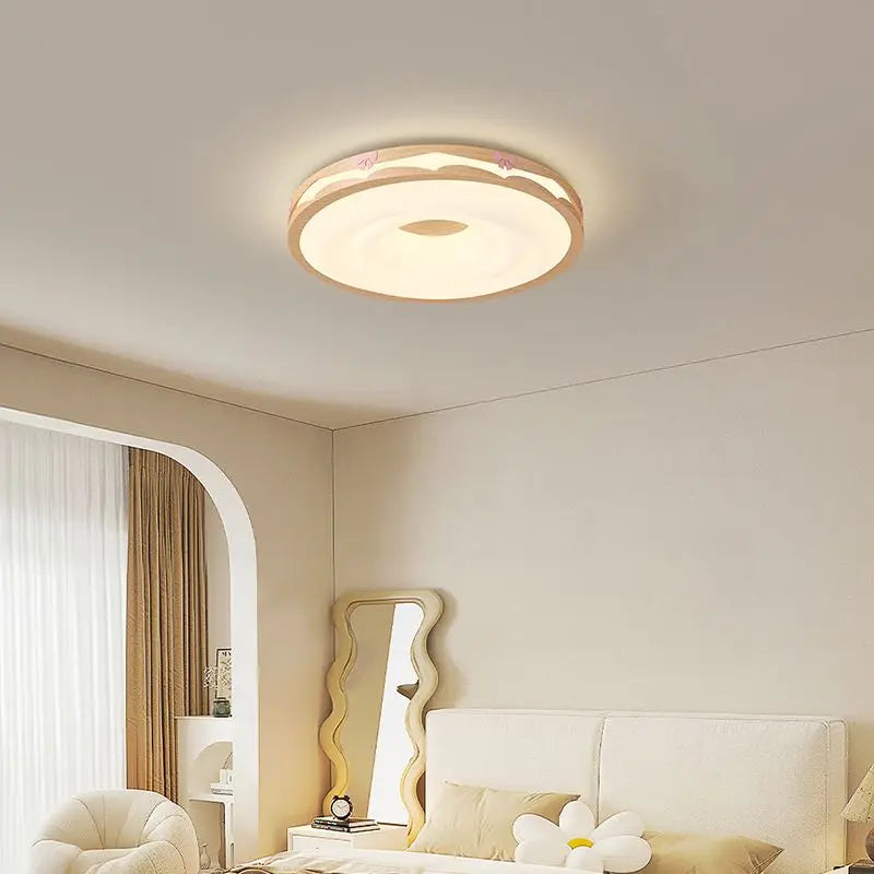 DecorBites™ Cream Wind Walnut Round Master Bedroom Lamp Warm Retro Hanging Ball Ceiling