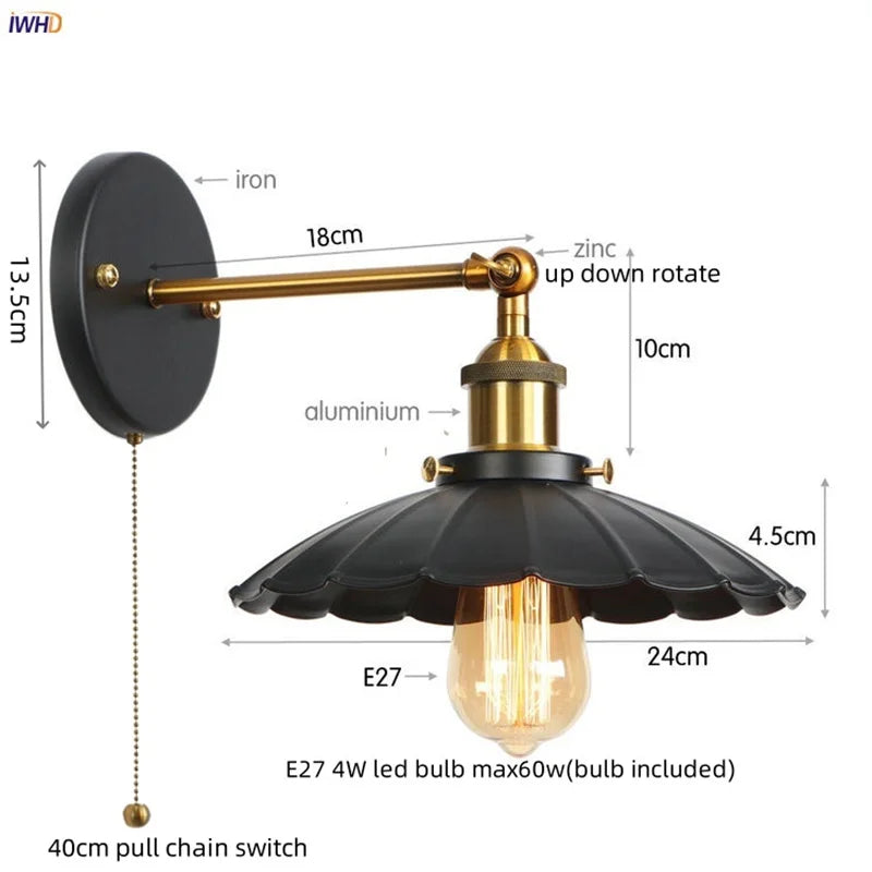 مصباح جداري صناعي LED ذهبي من DecorBites™ لإضاءة السلالم في العليّة وغرفة النوم