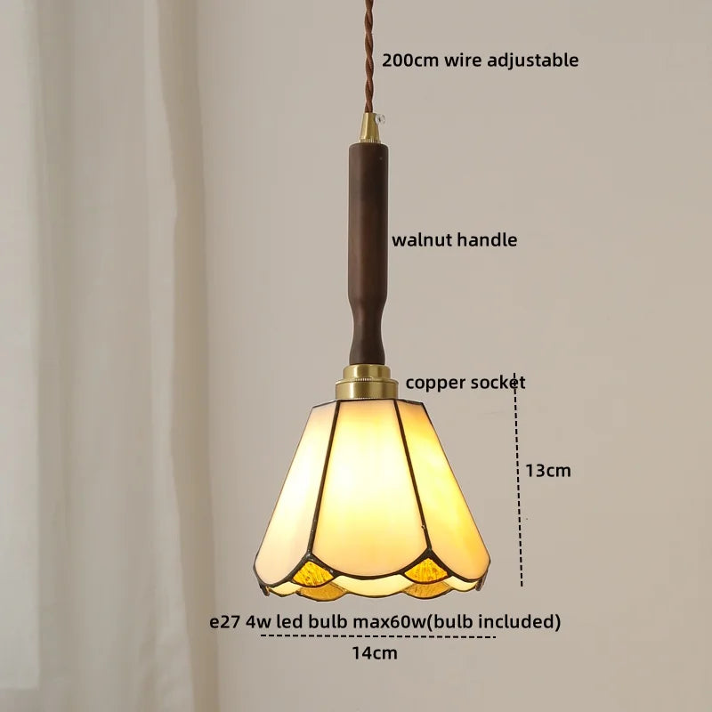 DecorBites™ LED Walnut Copper Pendant Light with Knob Switch - Modern Style Lighting Fixtures