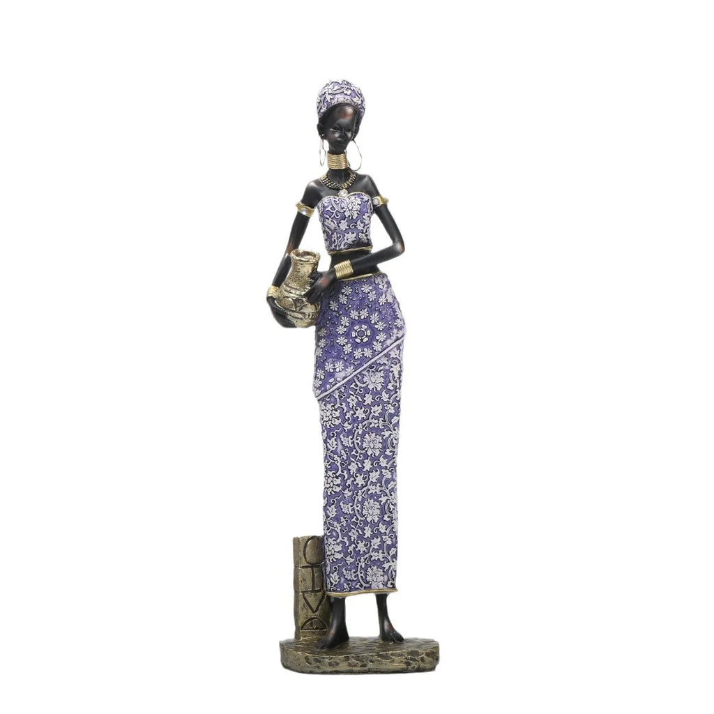 DecorBites™ African Woman Sculpture: Realistic Home Decor Figurine