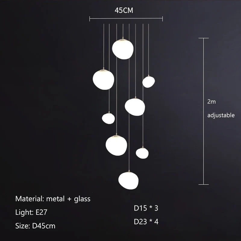 DecorBites™ Cobblestone Glass LED Pendant Lights for Villa Hotel Loft Stair Lamp