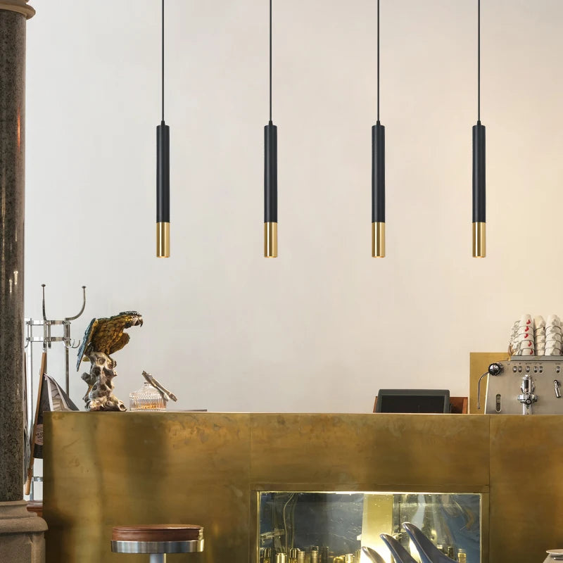 Black Aluminum Cylinder Dimmable LED Pendant Light