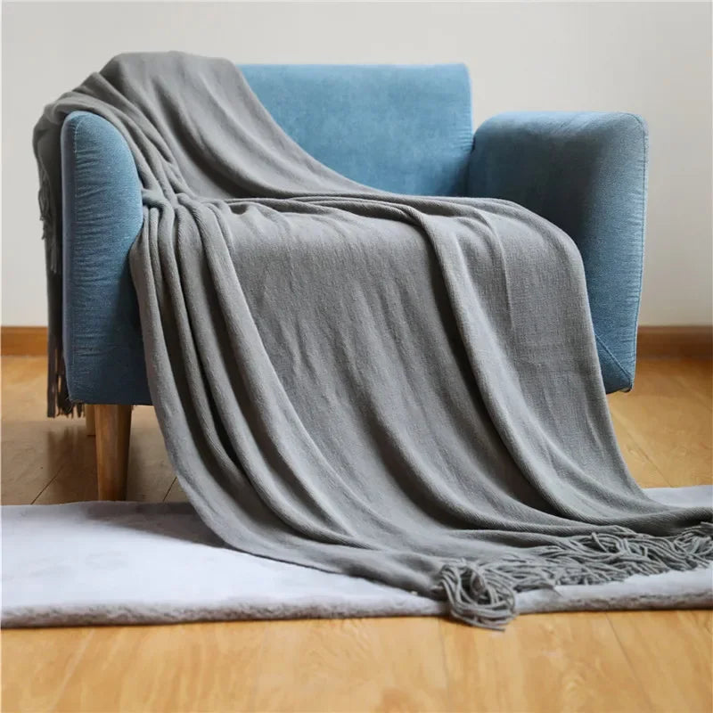 بطانية سيستا كشمير محبوكة من DecorBites™ - بطانية ناعمة للكنب والسرير