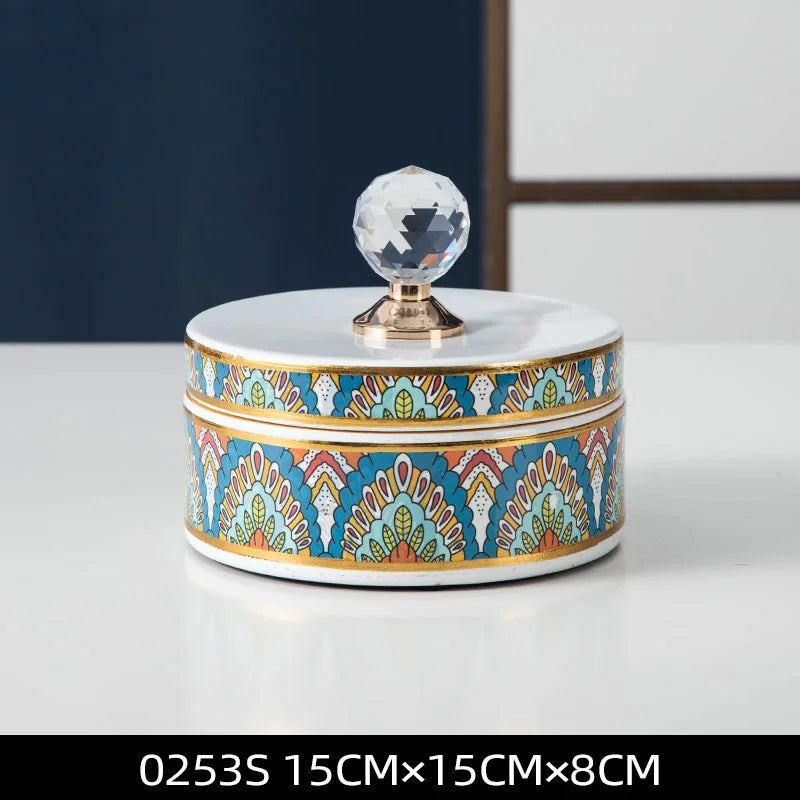 DecorBites™ Crystal Ball Ceramic Jewelry Box: Decorative Storage Jar for Home Organization