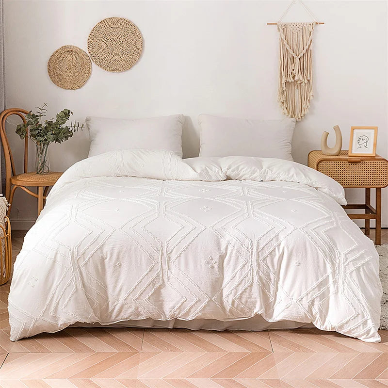 DecorBites™ طقم غطاء لحاف أزهار مقطوعة هندسية بحجم كينج من مفروشات عالية الجودة