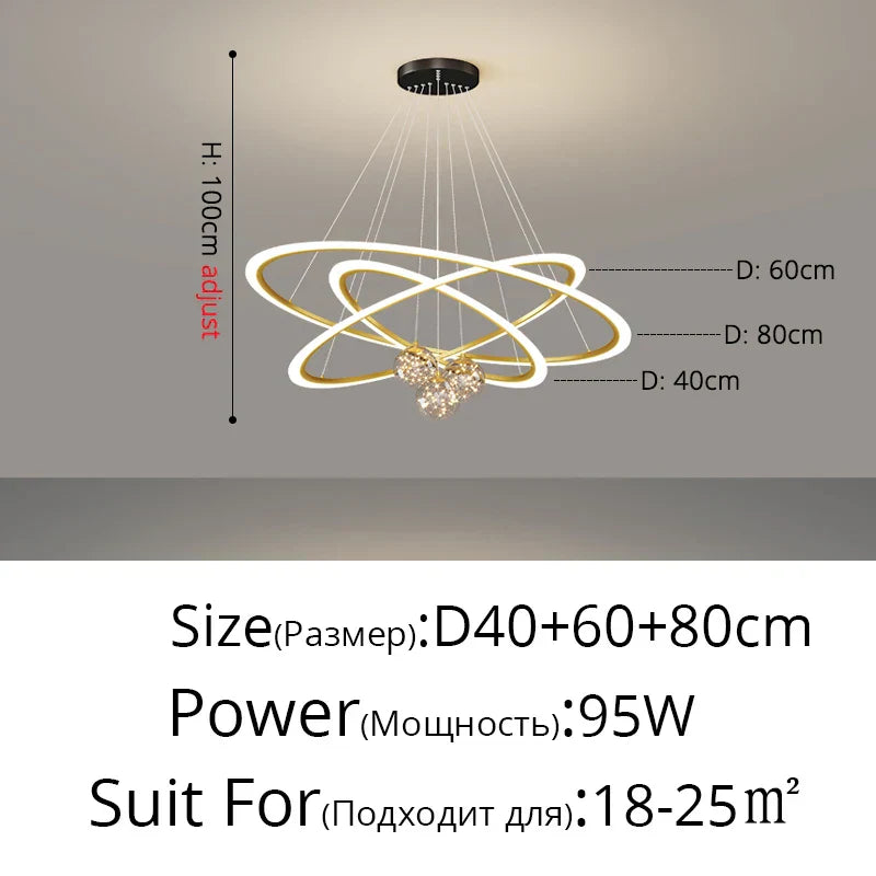 DecorBites™ Circle Ring Pendant Chandelier for Living Room Bedroom Restaurant Ceiling Lighting