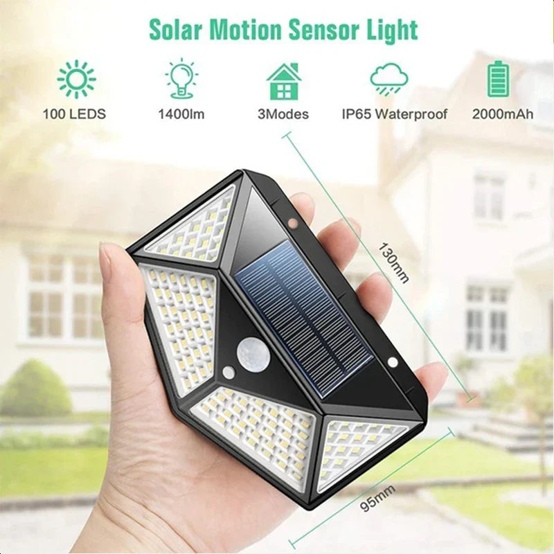 DecorBites™ 100LED Solar Powered Outdoor Wall Lamp with PIR Motion Sensor