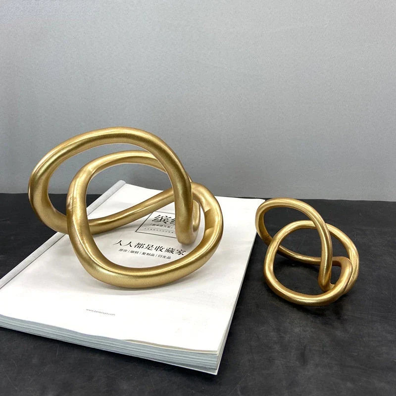 DecorBites™ Gold Ring Knot Geometric Resin Ornaments Handmade Art Decor Figurines