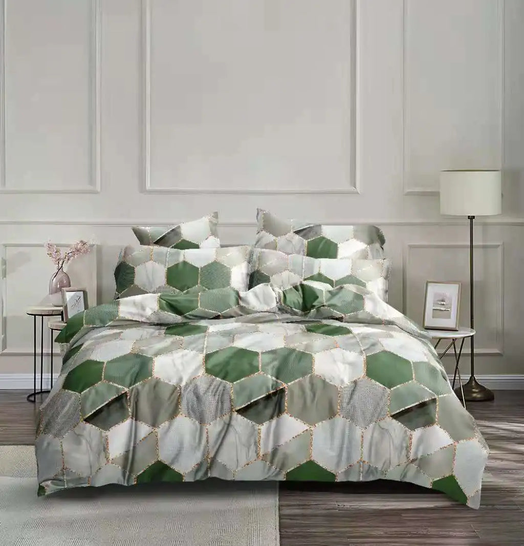 DecorBites™ Honeycomb Marble Patterned Bedding Set, Luxurious Duvet Cover with Pillowcase
