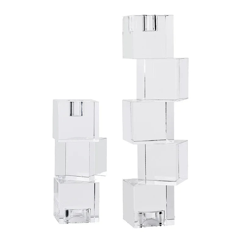 DecorBites™ Geometric Crystal Glass Candle Holder - Home Decor Accent