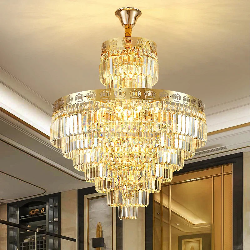 DecorBites™ Crystal Duplex Chandelier for Luxury Hollow Living Room Décor