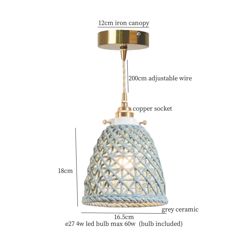 DecorBites™ French Minimalism Ceramic LED Pendant Light for Home Decor