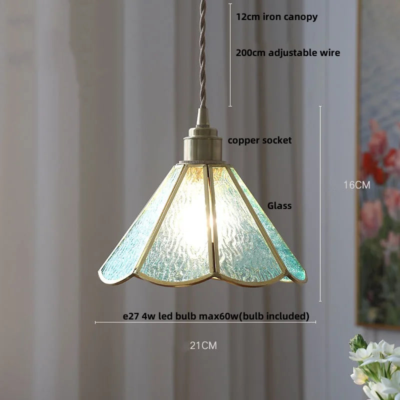 DecorBites™ Blue Glass LED Pendant Lights Adjustable Hanging Lamp Luminaire