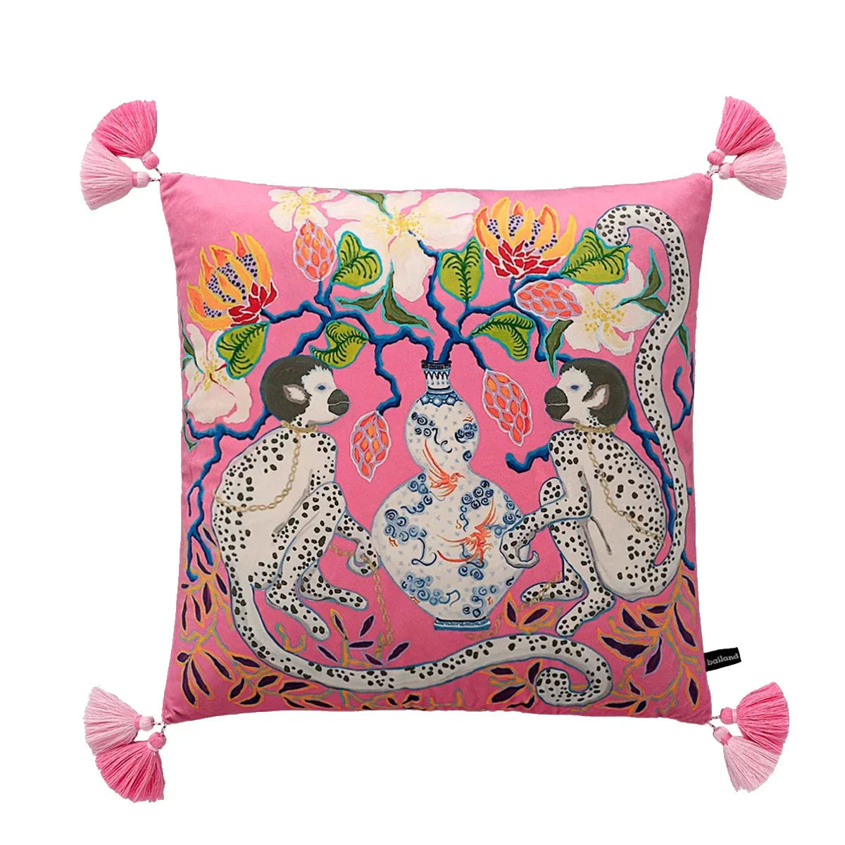 DecorBites™ Handmade Lumbar Pillow Case Lion Dog Floral Decorative Cover