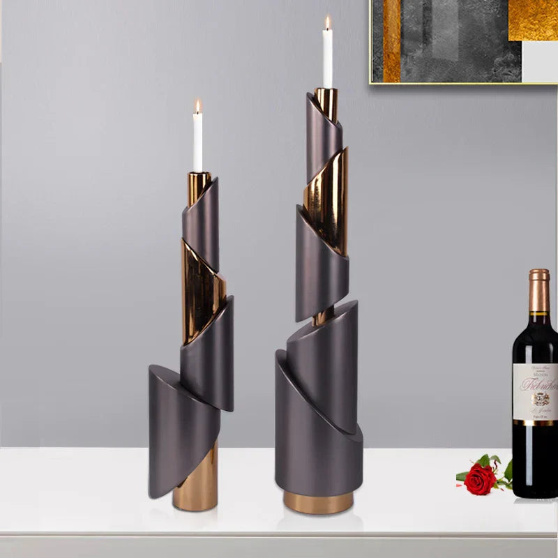 DecorBites™ Geometric Helical Pipe Candle Holder for Home Decor and Centerpieces