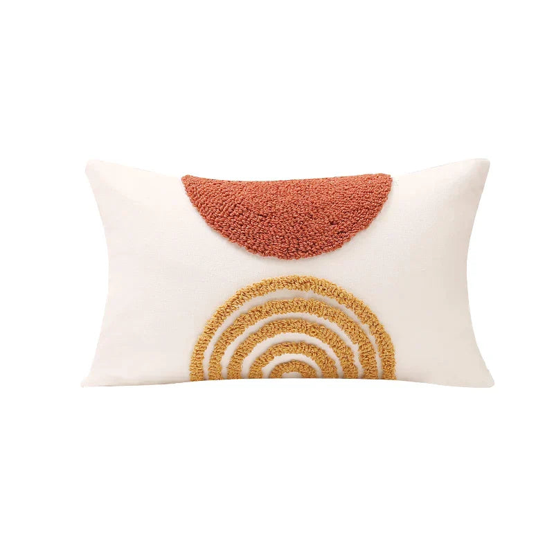 DecorBites™ Gematric Tufted Burnt Orange Half Circle Cushion Cover for Living Room