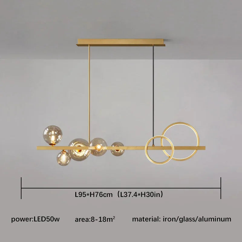 DecorBites™ Glass Ball Pendant Chandelier: Scandinavian LED Light for Kitchen Dining Table