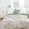 DecorBites™ 100% Cotton Gauze Summer Blanket - Soft Floral Throws for Sofa and Bed