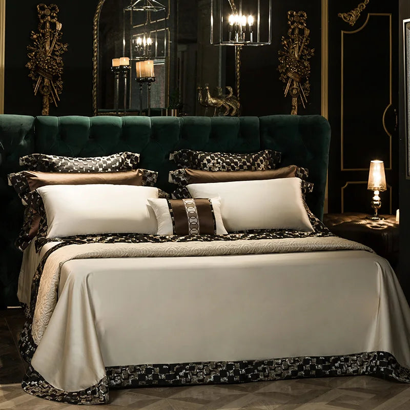 DecorBites™ 200S Embroidery Egyptian Cotton Bedding Set - Queen King Linens