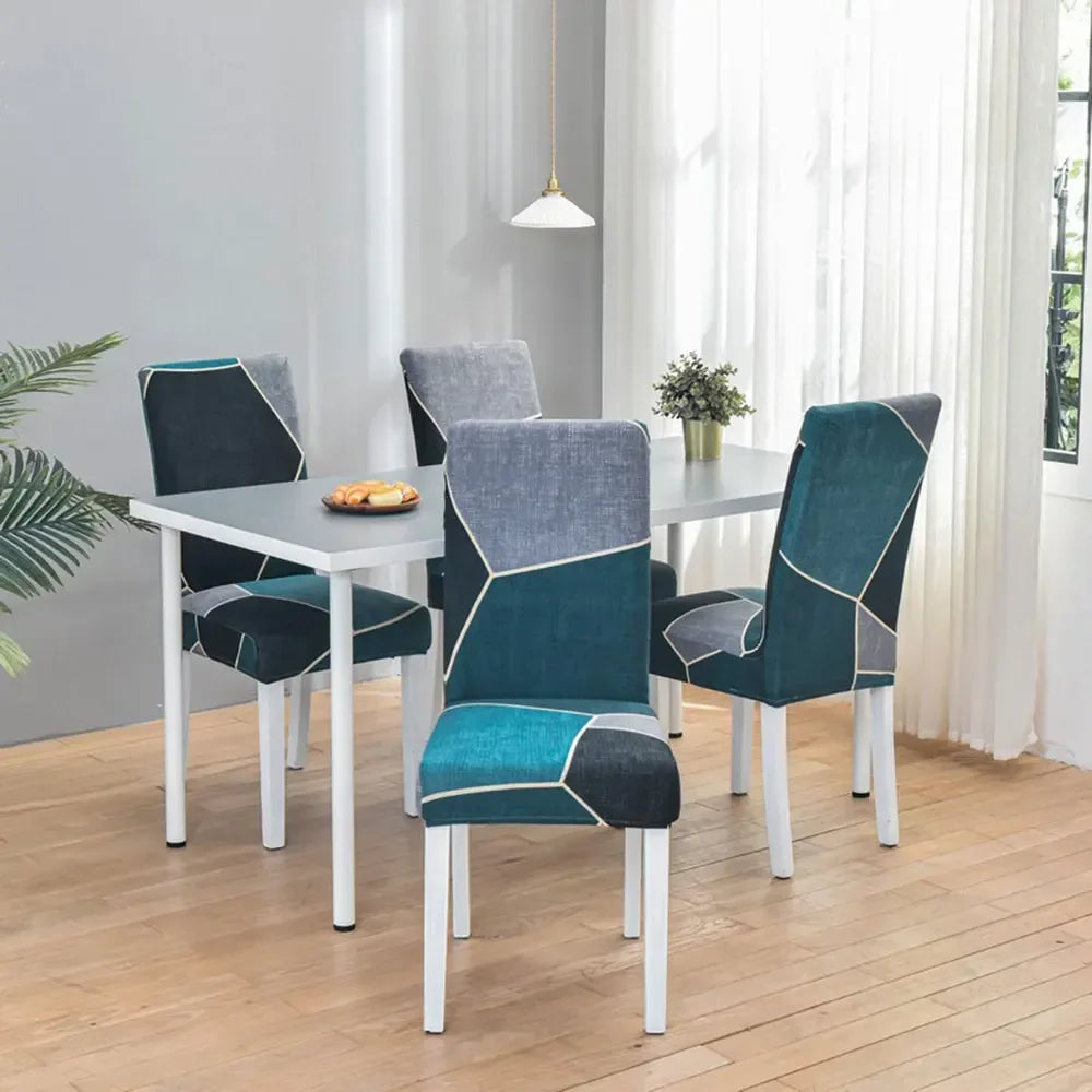 DecorBites™ Geometric Stretch Chair Cover Slipcovers | Elastic Seat Case