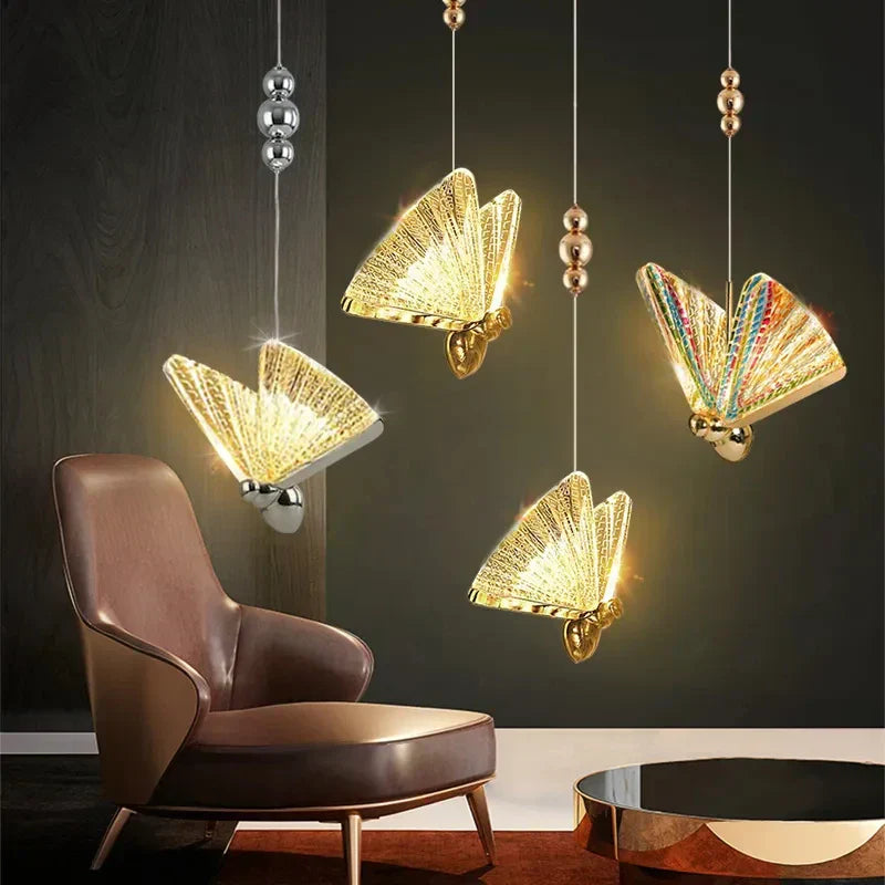 DecorBites™ مصباح LED معلق على شكل فراشة لغرفة النوم وغرفة المعيشة: تركيبات مصابيح ثريا حديثة