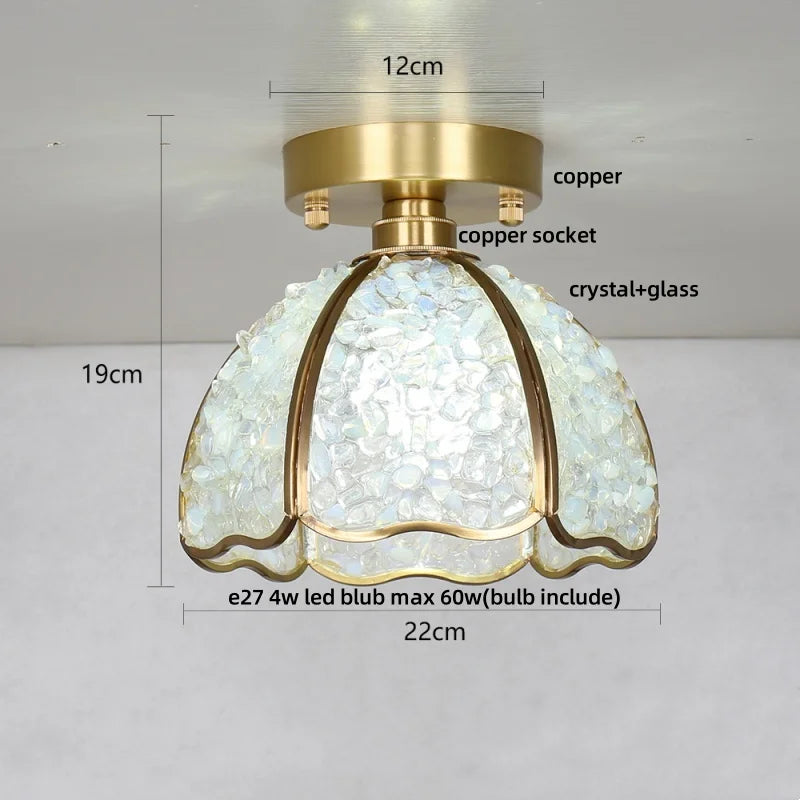 DecorBites™ Crystal Glass LED Ceiling Light Copper Canopy Nordic Modern Design